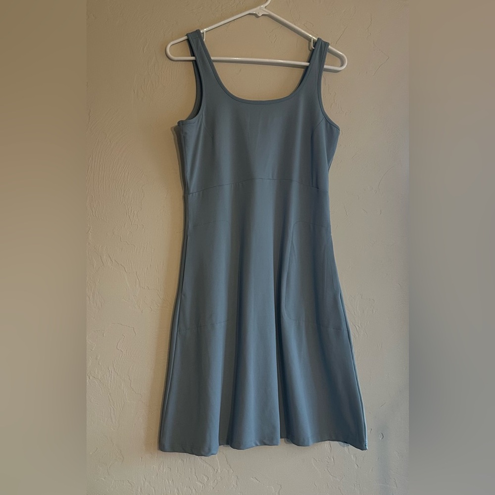 Classic Scoop-Neck Midi Dress in Slate Blue